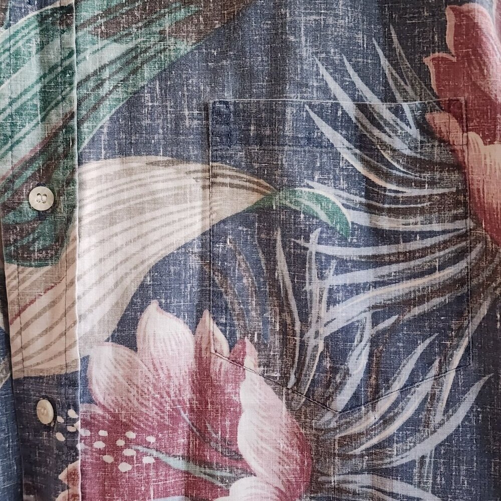 Vintage Reyn Spooner Shirt Mens Large Blue Floral Hawaiian Button Up 90s Aloha - Picture 2 of 9